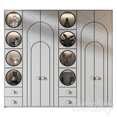 Trueliving 5 Door Walk-in Kids Brown wardrobes Laminated Finish & PU Finish 8Ft *2Ft *9Ft -2438.4MM X 609MM X 2743.2MM)